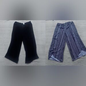 Plus Size Pant Bundle 22/24W Striped Wide Leg & Black Lace Hem Set